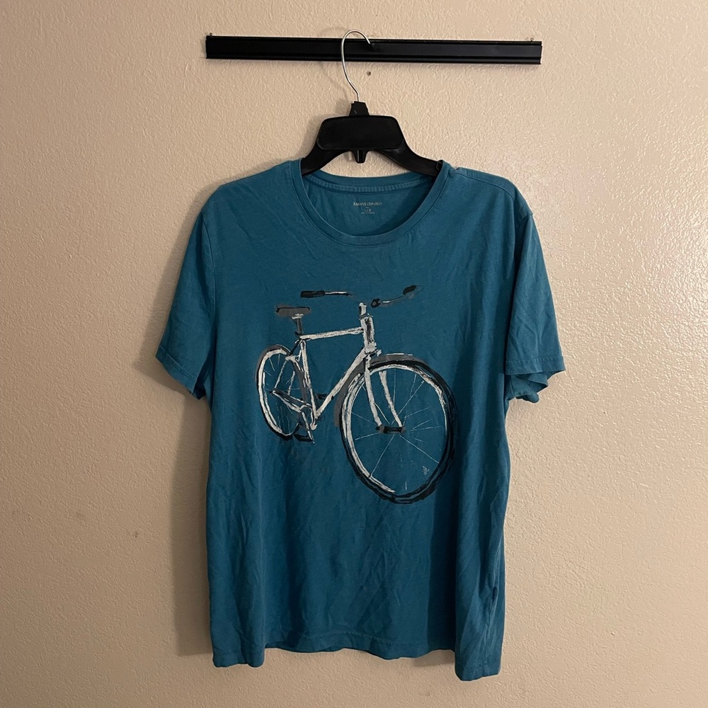 Banana Republic Blue T-Shirt with Bicycle Print